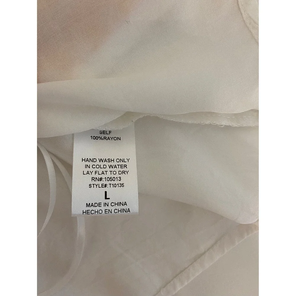 Savanna Jane L White Yellow Embroidered Peasant Blouse Bell Sleeve Top  Boho 099 - Picture 7 of 11